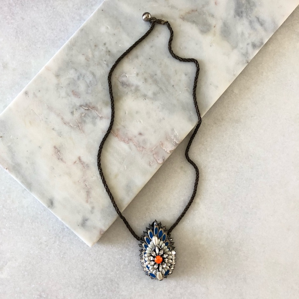 Anthropologie Jeweled Plumes Statement Necklace - Picture 5 of 8